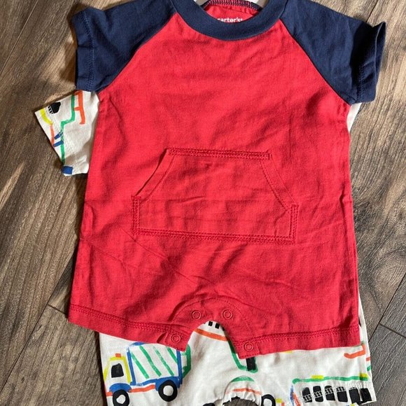 Carter's Baby Boy's 2-Piece Romper Bodysuit Short CARS Red Blue Mult Sizes‎ - Picture 3 of 3
